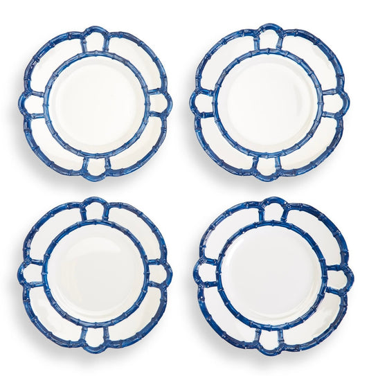 Blue Bamboo Melamine Dinner Plates stacked