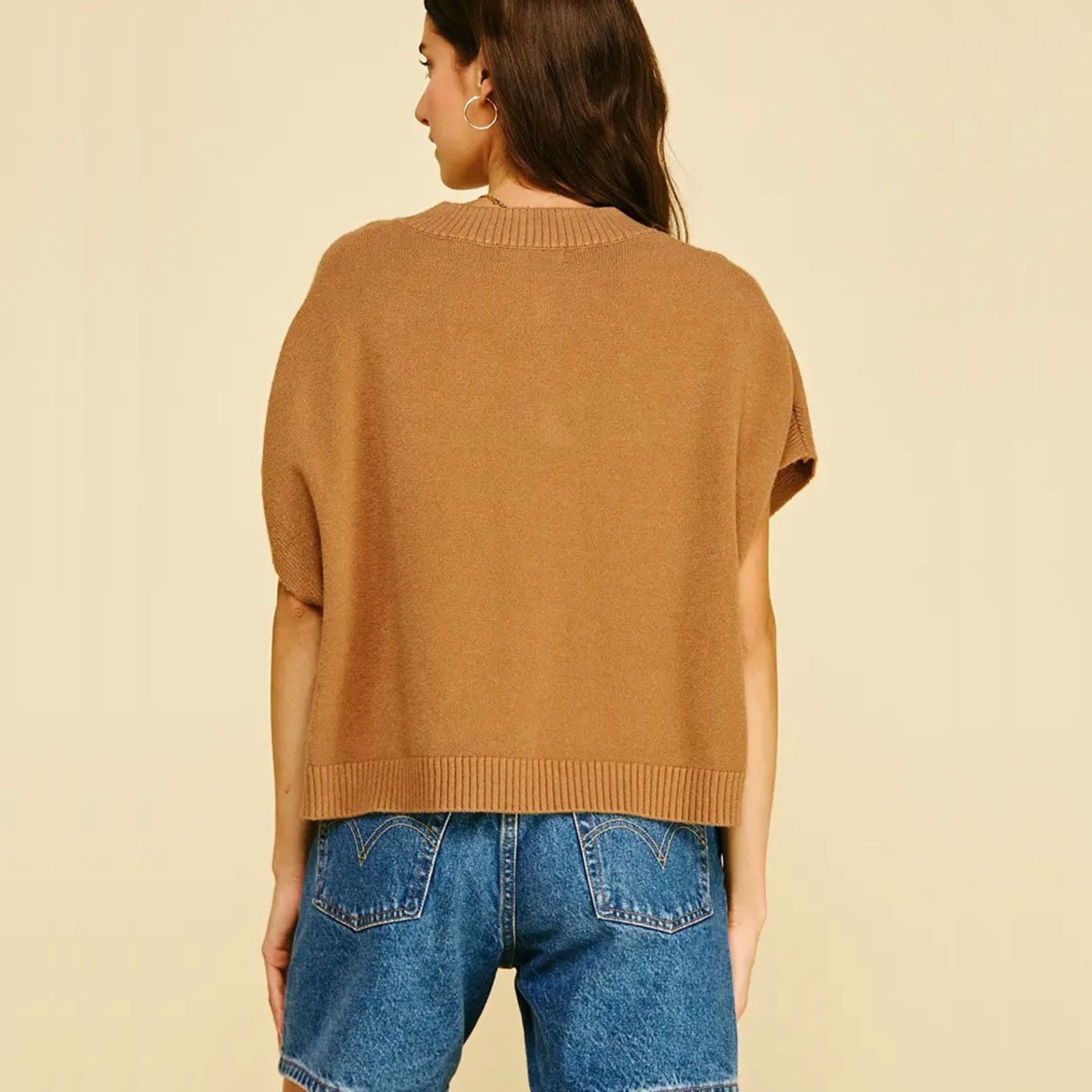 Camel sweater, back view