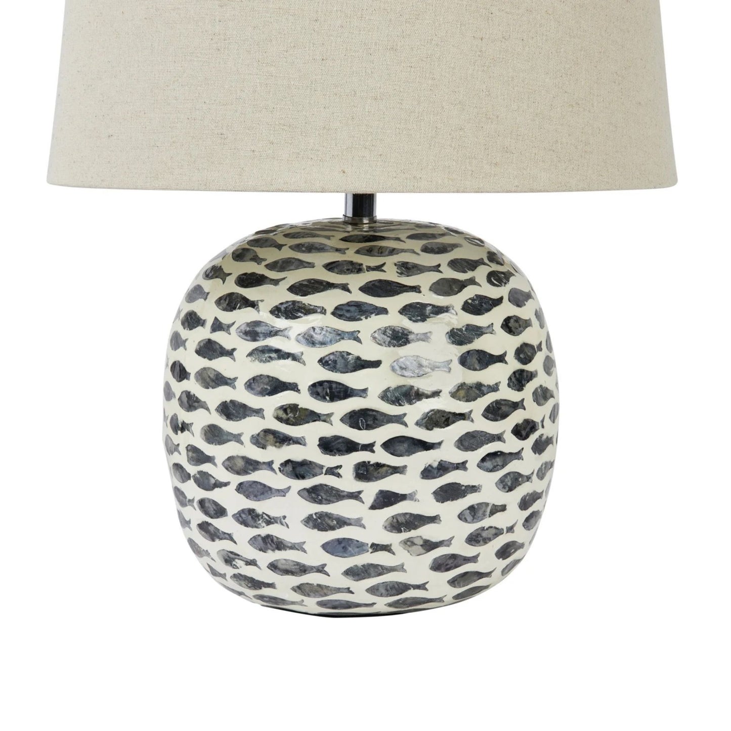 Capiz & Bamboo Table Lamp, fish inlay pattern detail
