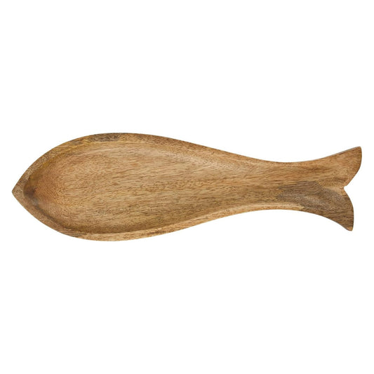 A hand-carved mango wood fish-shaped tray, additional view.