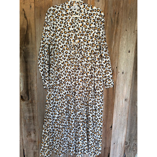 Cheetah print cotton weekender dress, front view
