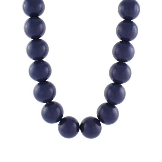 Chunky Bead Necklace in navy oversized wood beads