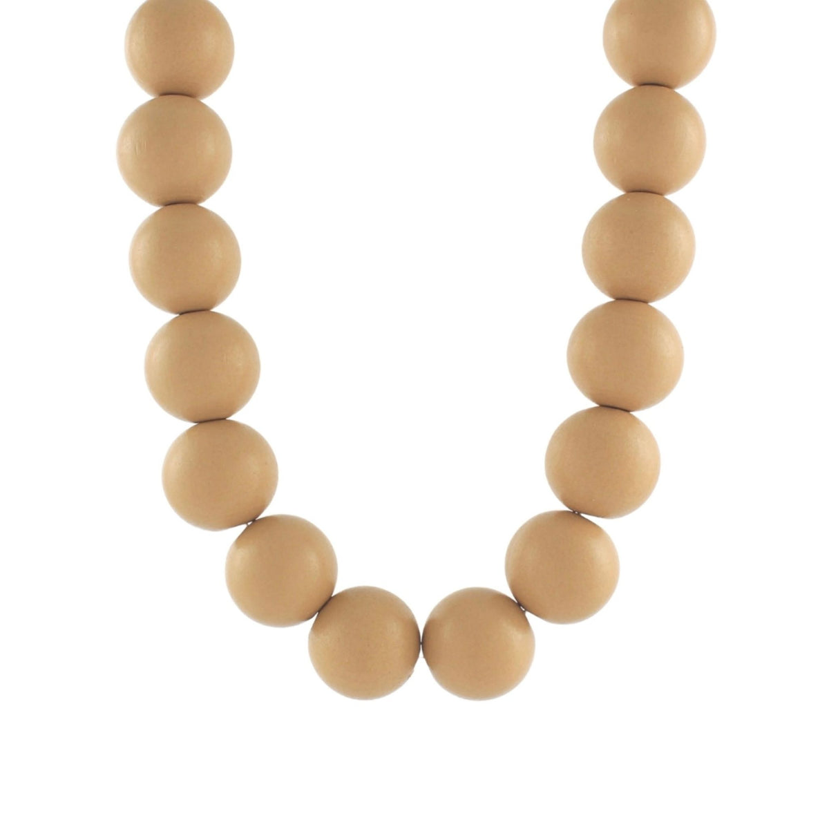 Chunky Bead Necklace in tan oversized wood beads