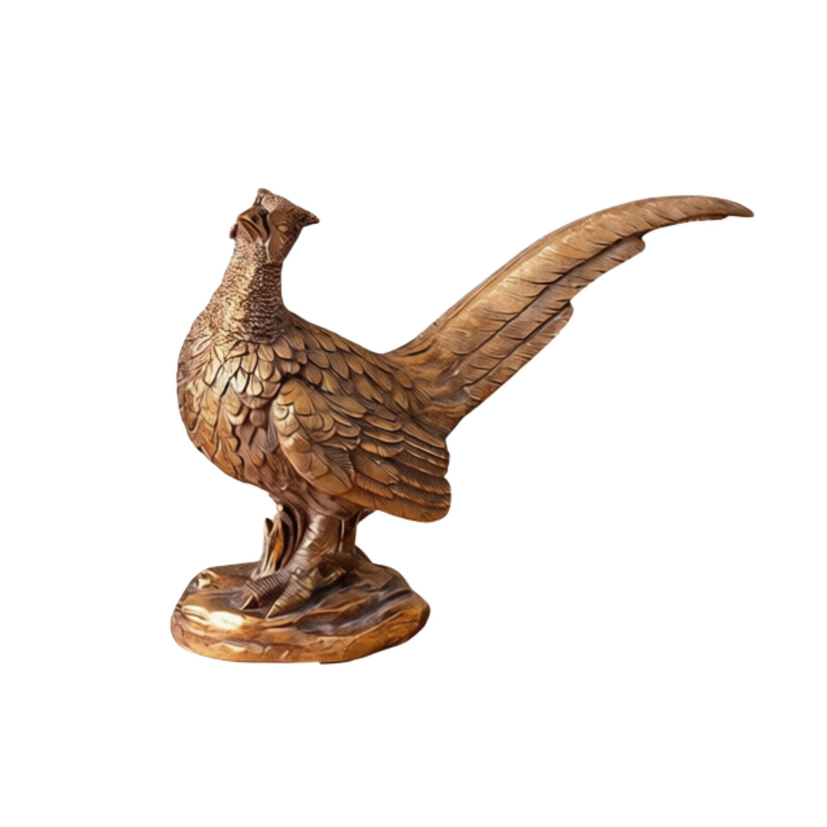 Decorative pheasant figurine, close-up of feather detail