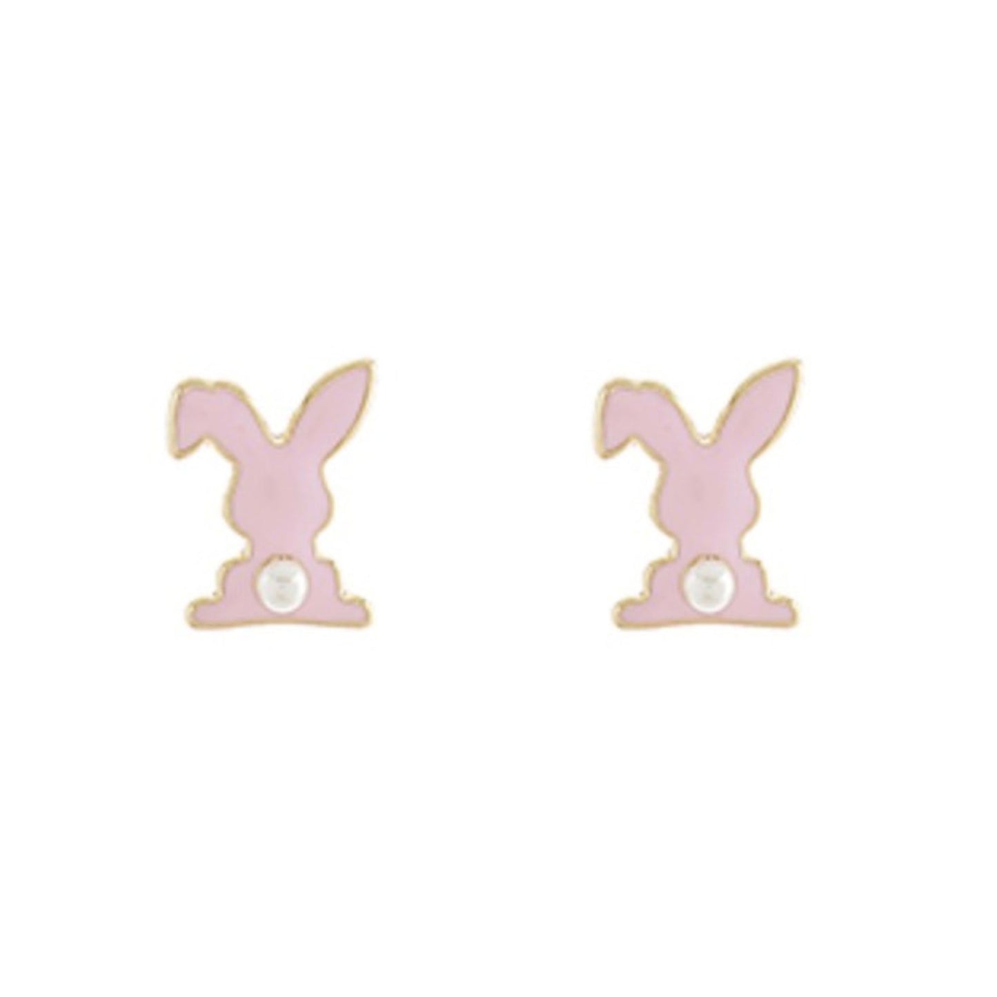Easter Stud Earrings, metal bunny stud with faux pearl accent
