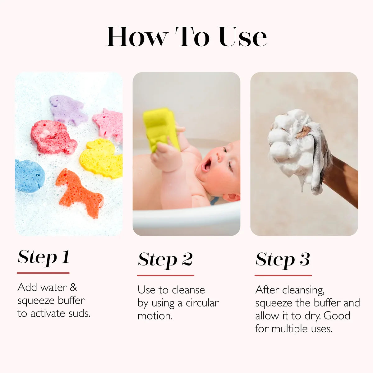 How to use the kids' bunny bath buffer