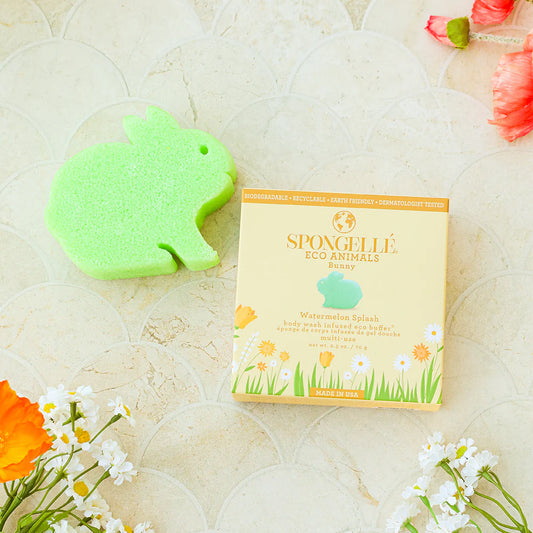 Kids' bunny bath buffer, lifestyle bath scene