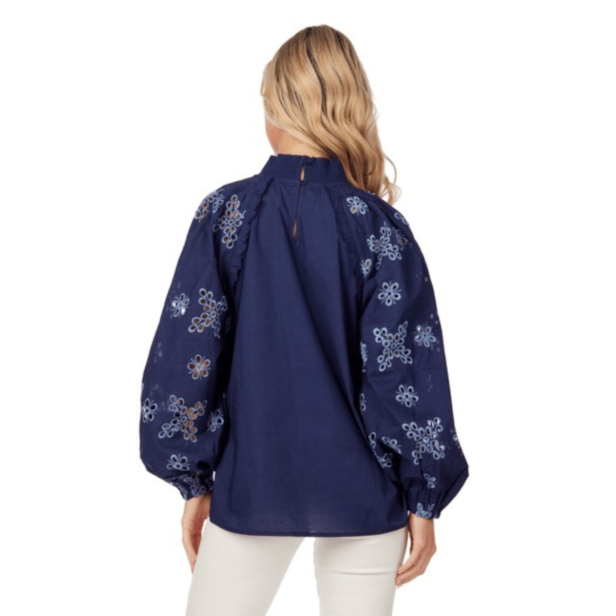 Emilia Eyelet Long Sleeve Top, back view