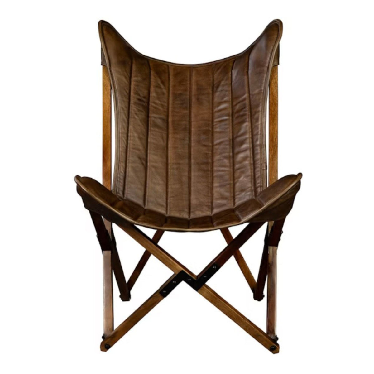 Evanston Leather Folding Chair, front view