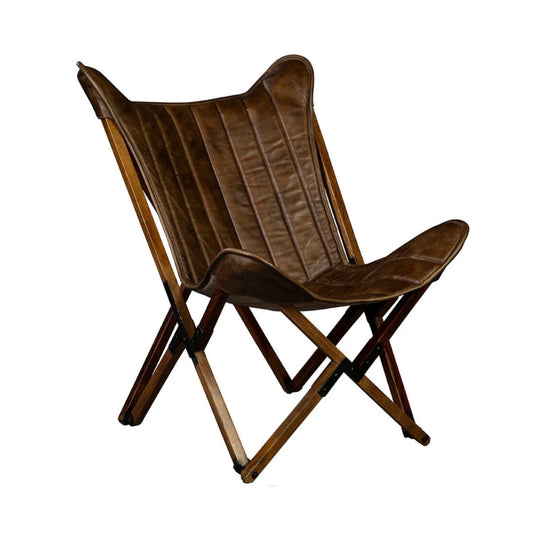Evanston Leather Folding Chair in top-grain leather