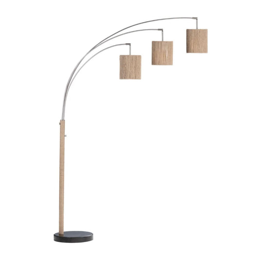 Farrah Floor Lamp with three woven natural-fiber shades