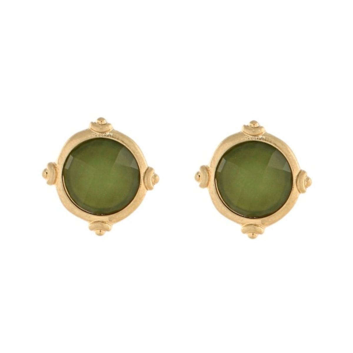 Framed & Faceted Stone Earrings in olive