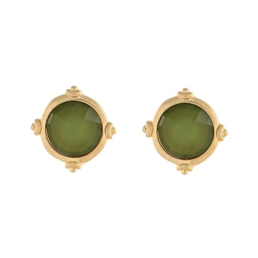 Framed & Faceted Stone Earrings in olive