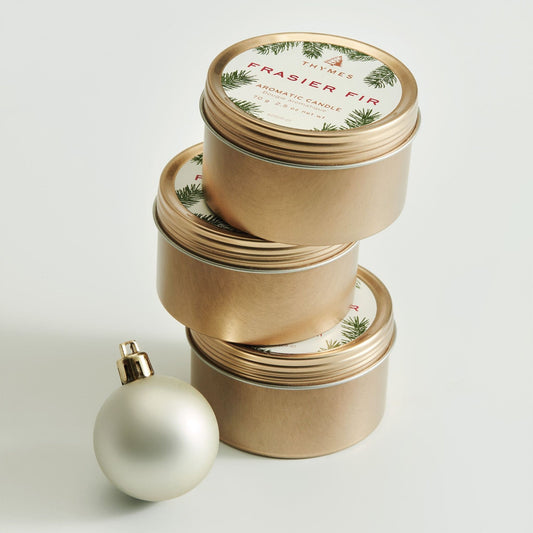 Frasier Fir poured candle in a gold travel tin, 2.5 oz