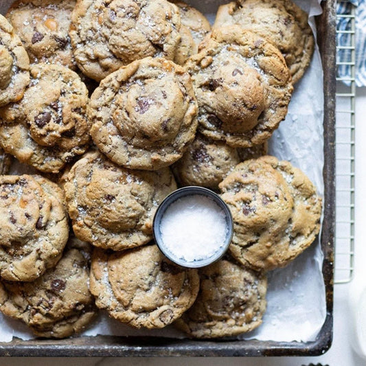 Baked salted caramel toffee cookies from Cookie Fix dough