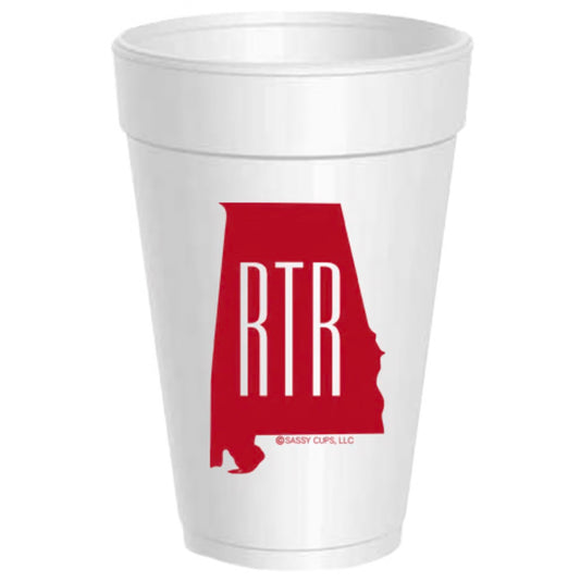 Alabama gameday styrofoam cup with Roll Tide Roll print
