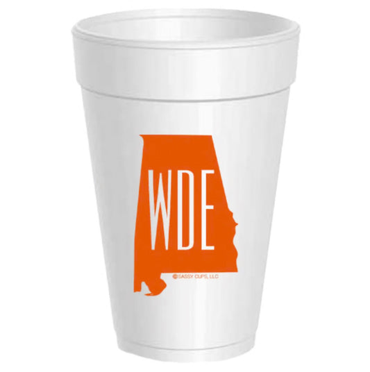 Auburn gameday styrofoam cup with War Damn Eagle print