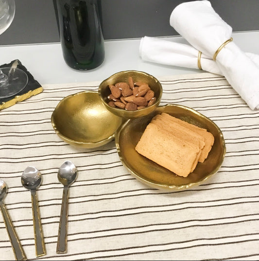 Textured gold bowls, alternate view