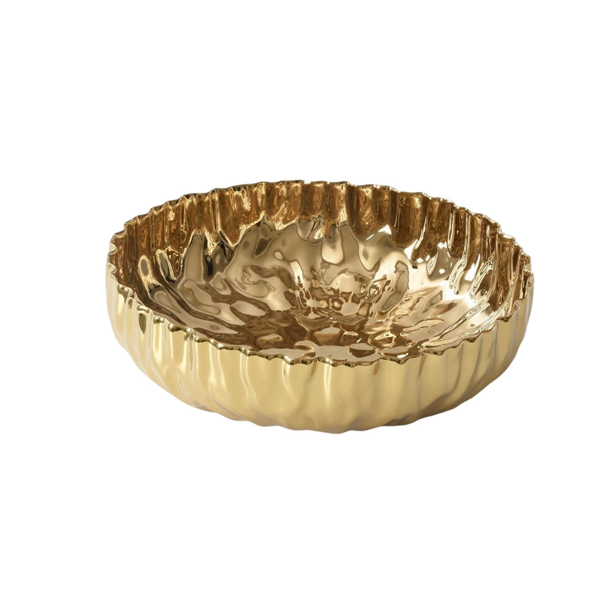 Gold Porcelain Extra-Large Shallow Bowl, alternate angle
