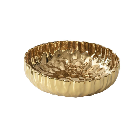Gold Porcelain Extra-Large Shallow Bowl, alternate angle