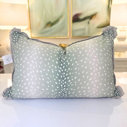 Green and white Erindi Fern lumbar pillow