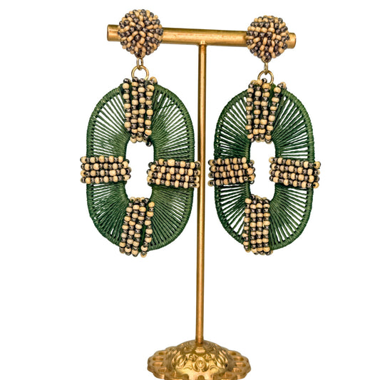 Outline Dangle Earrings in green