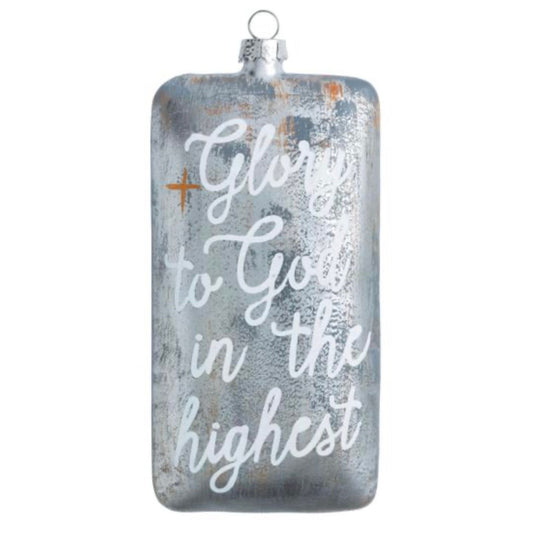 Hand-Painted Christmas Glass Ornament, "Glory to God in the highest"