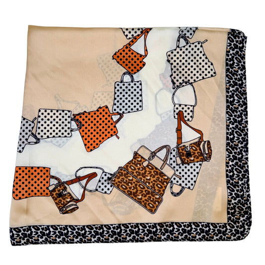 Handbags Design Scarf, laid flat showing full pattern