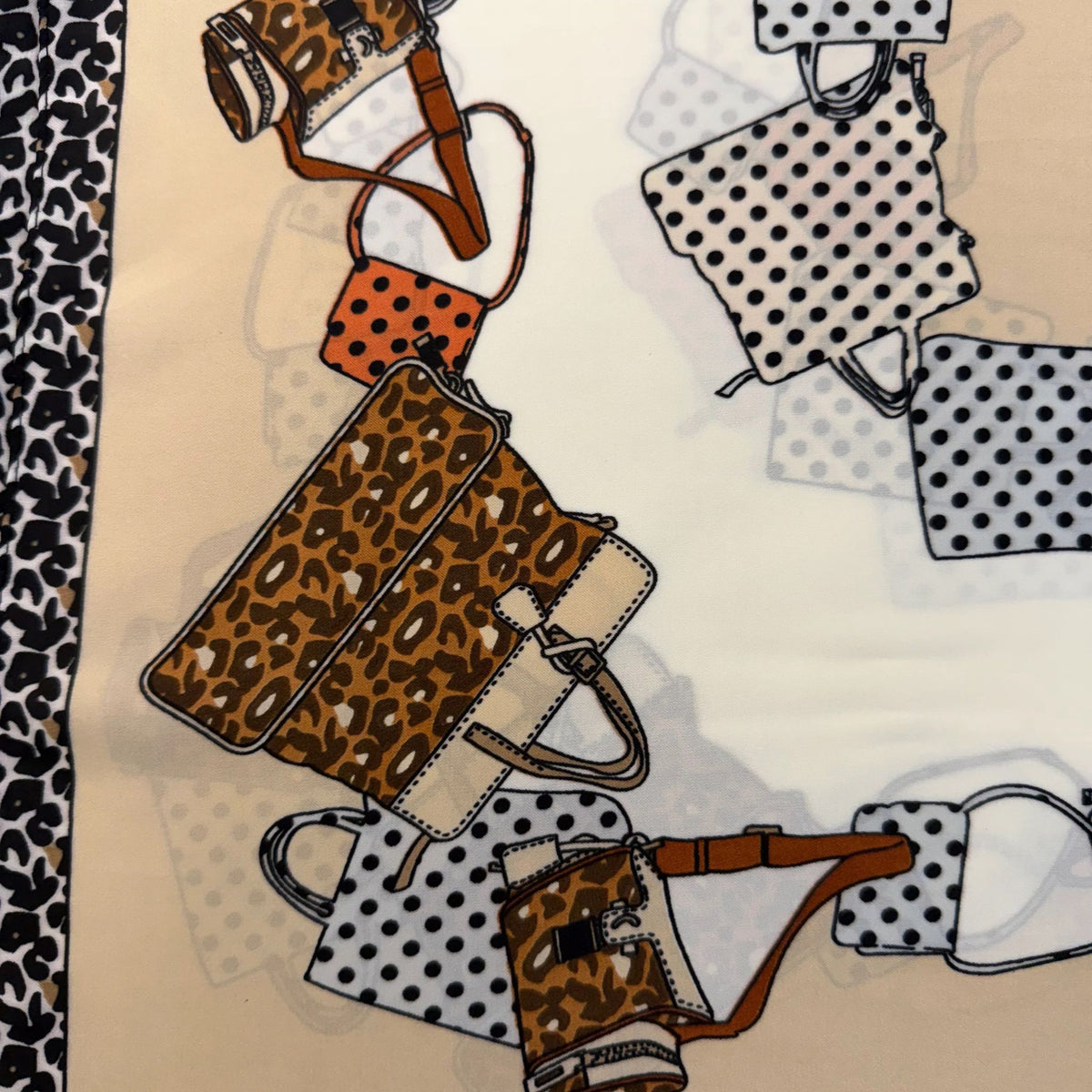 Handbags Design Scarf, leopard print border detail