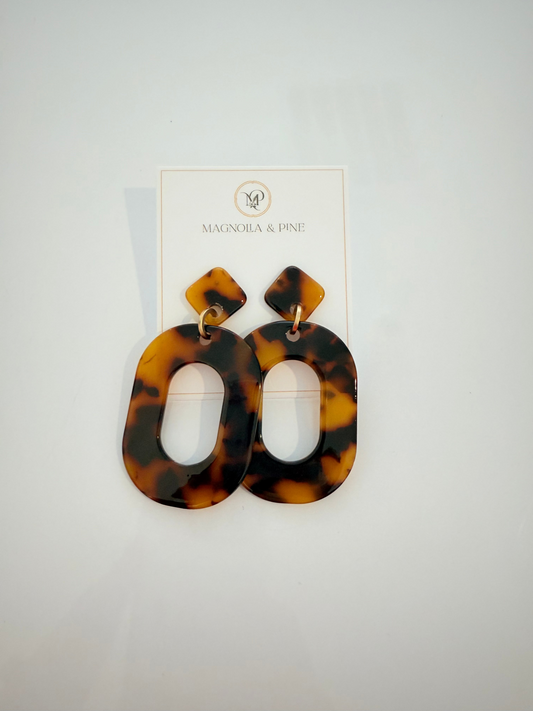 Tortoise Oval Earrings