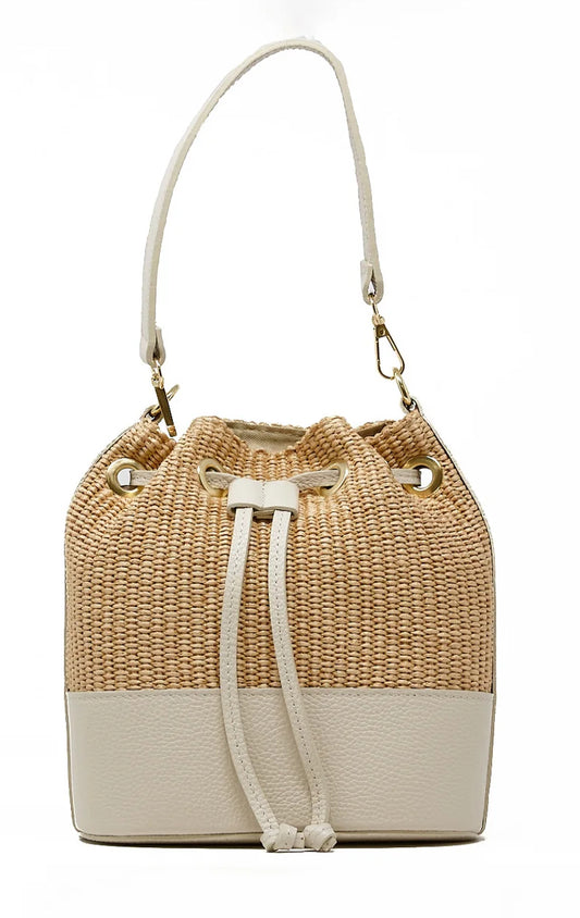 Beige and Raffia Bucket