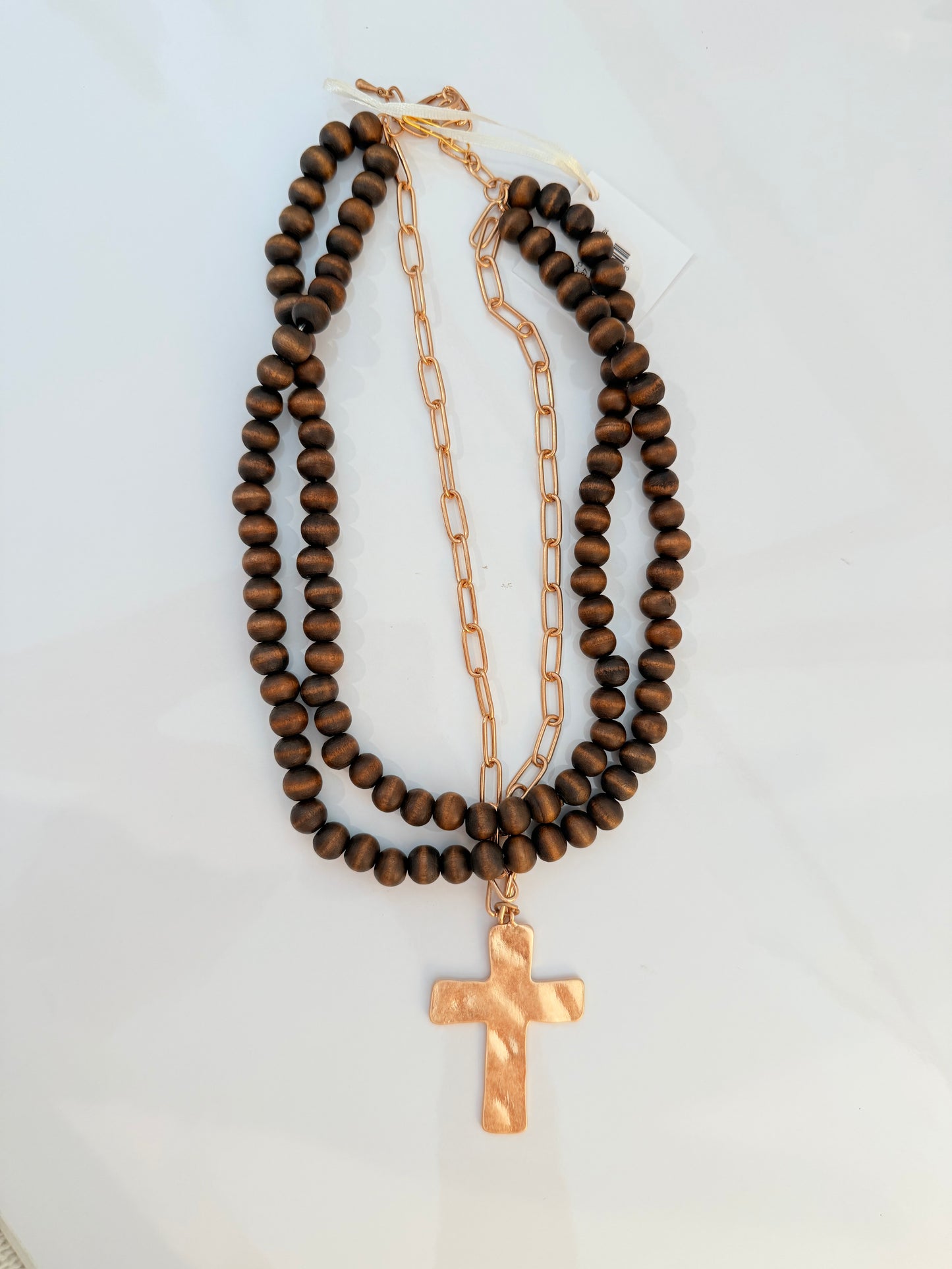 Layered Cross Bead Necklace