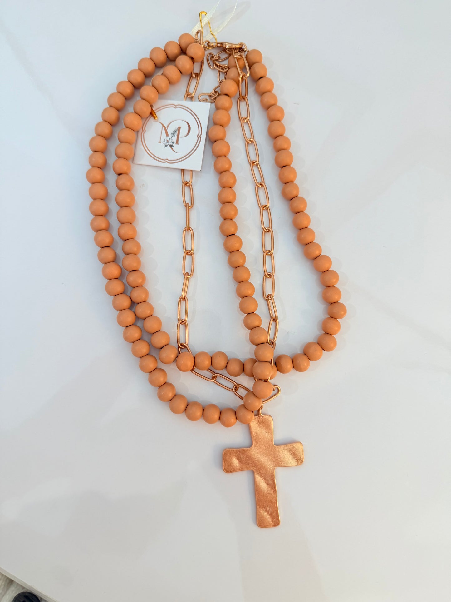 Layered Cross Bead Necklace