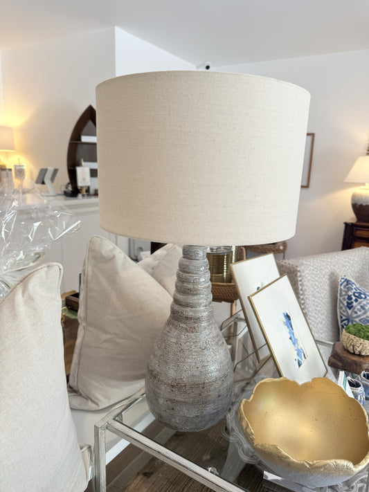Multi Gray Lamp with Beige Linen Shade