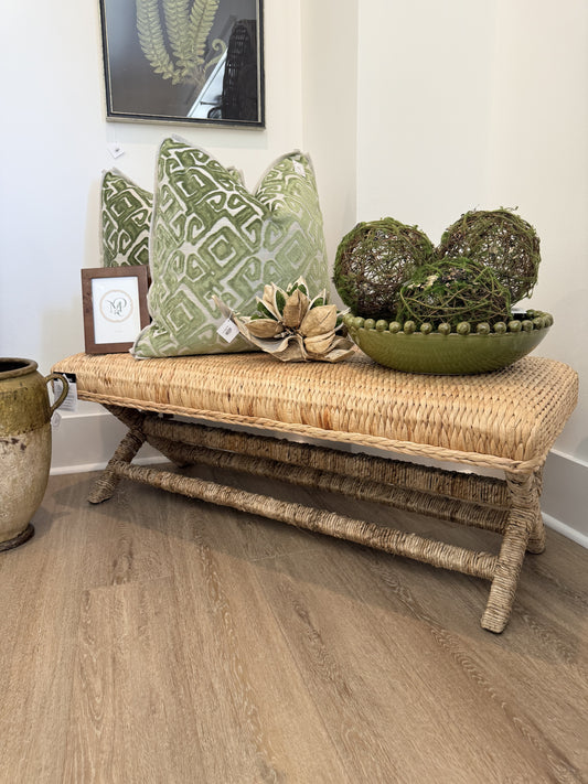 Wood Water Hyacinth Bench