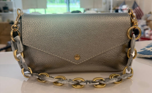 Italian Leather Crossbody Bag with Chain Strap
