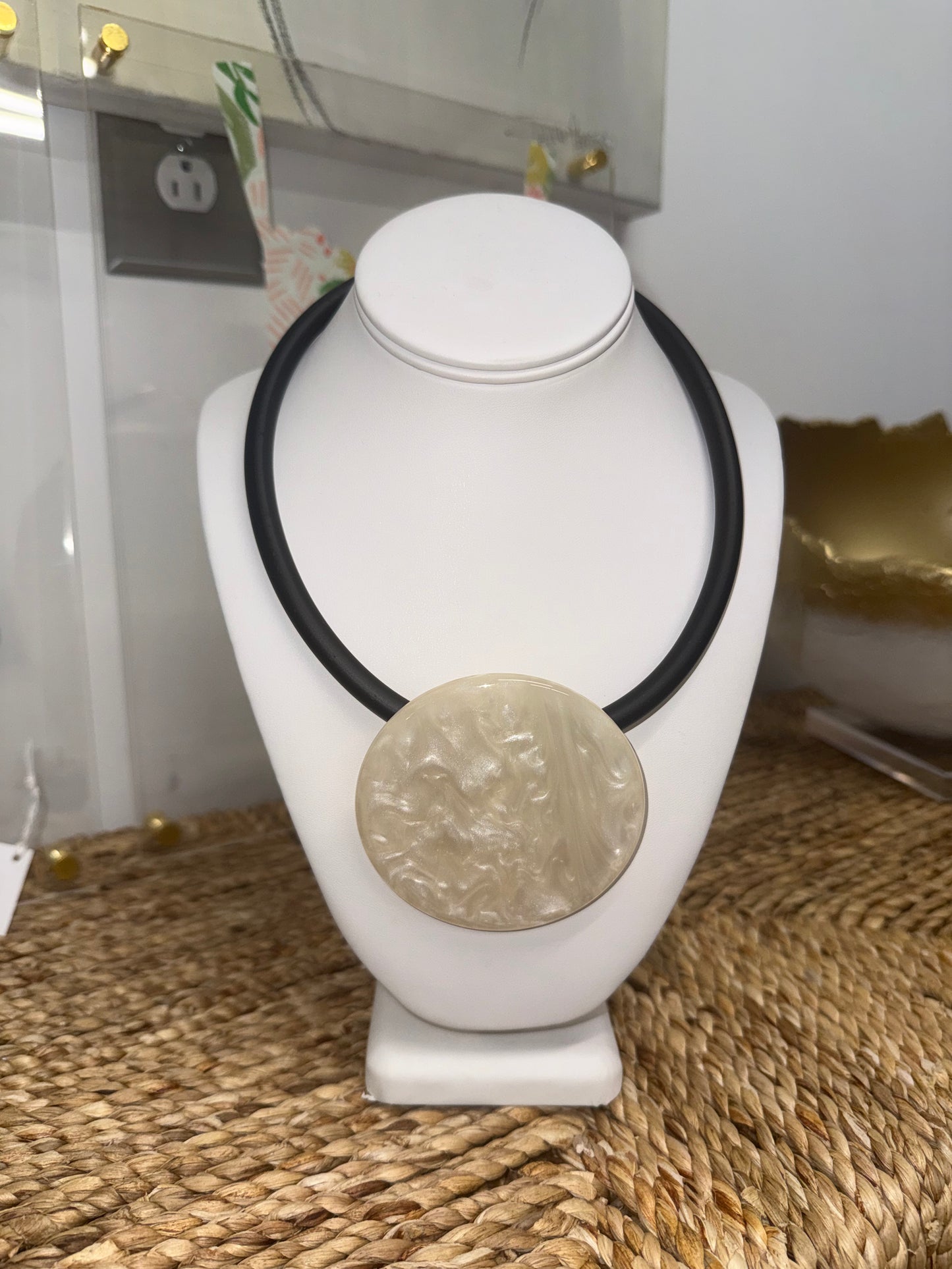 Resin Disk Pendant Necklace