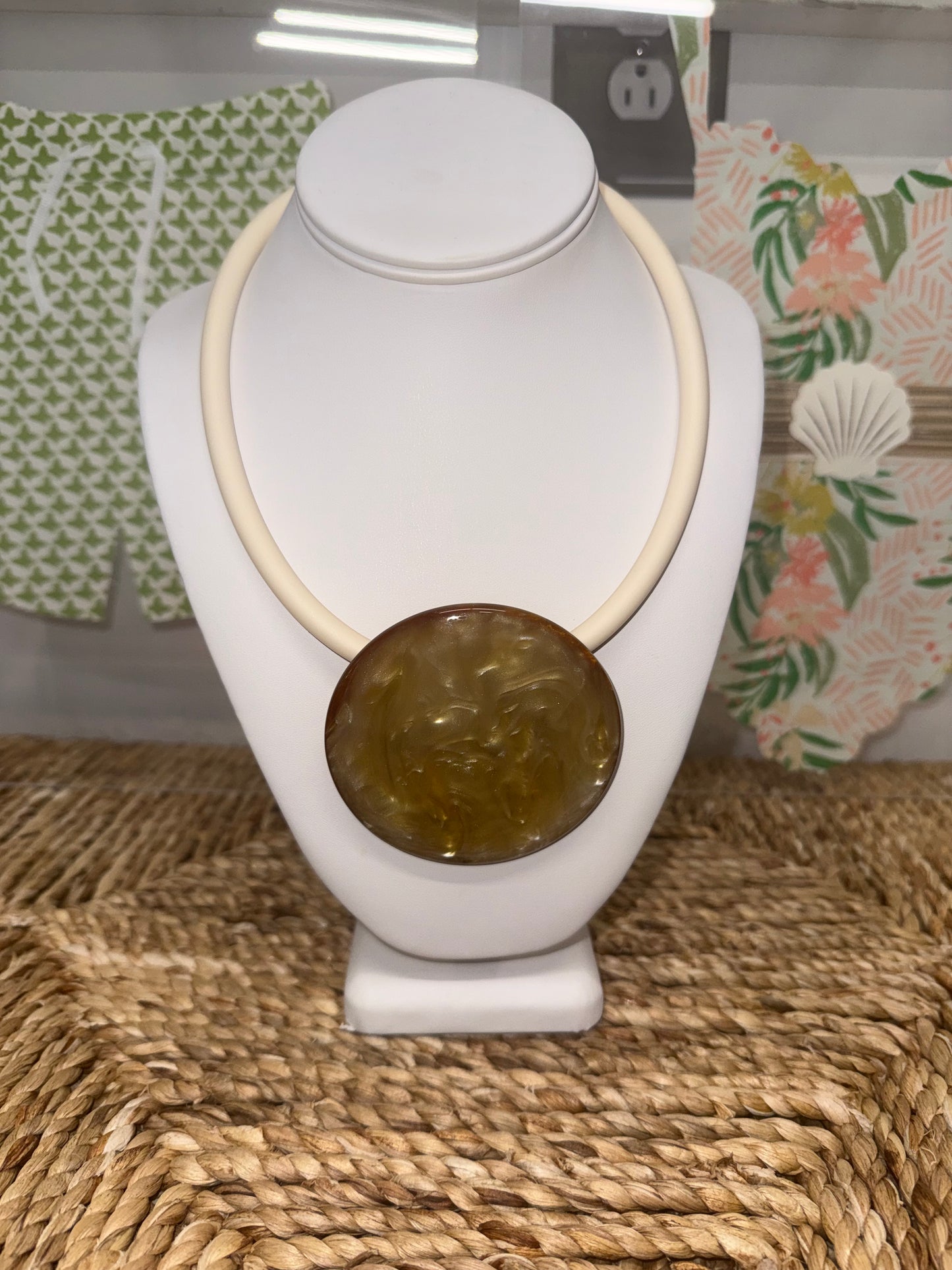Resin Disk Pendant Necklace