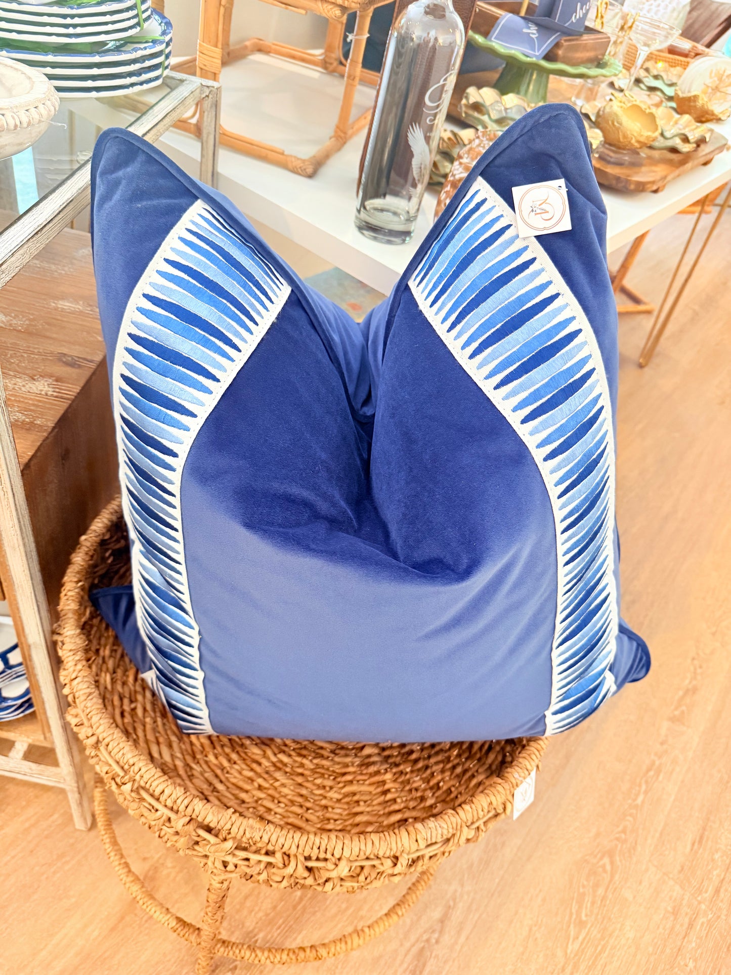 Solid Navy with Trim Pillows 26x26