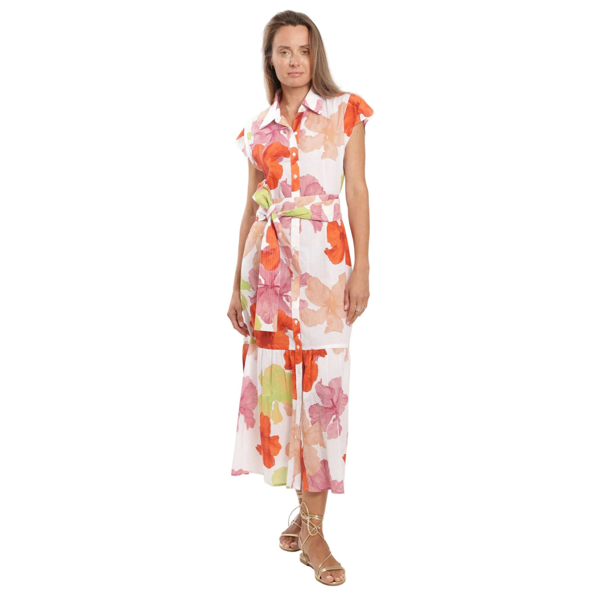 Ines floral midi dress, full view