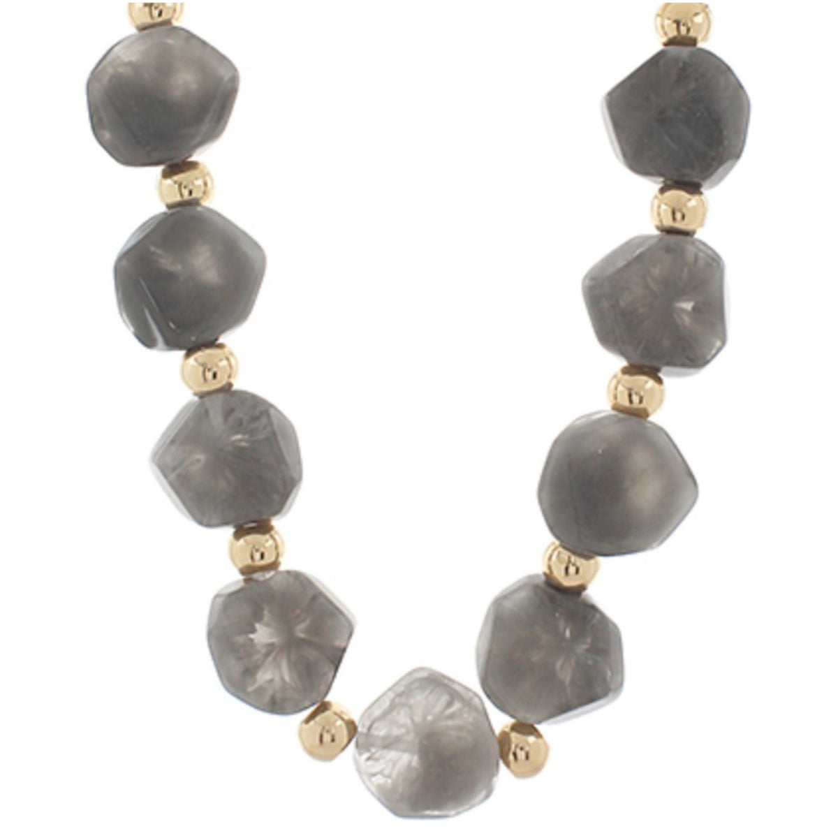 Irregularly Shaped Stone Bead Necklace in grey