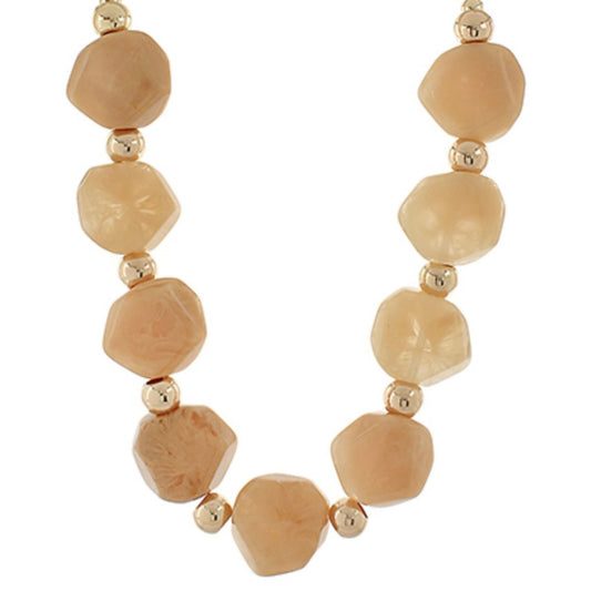Irregularly Shaped Stone Bead Necklace in natural