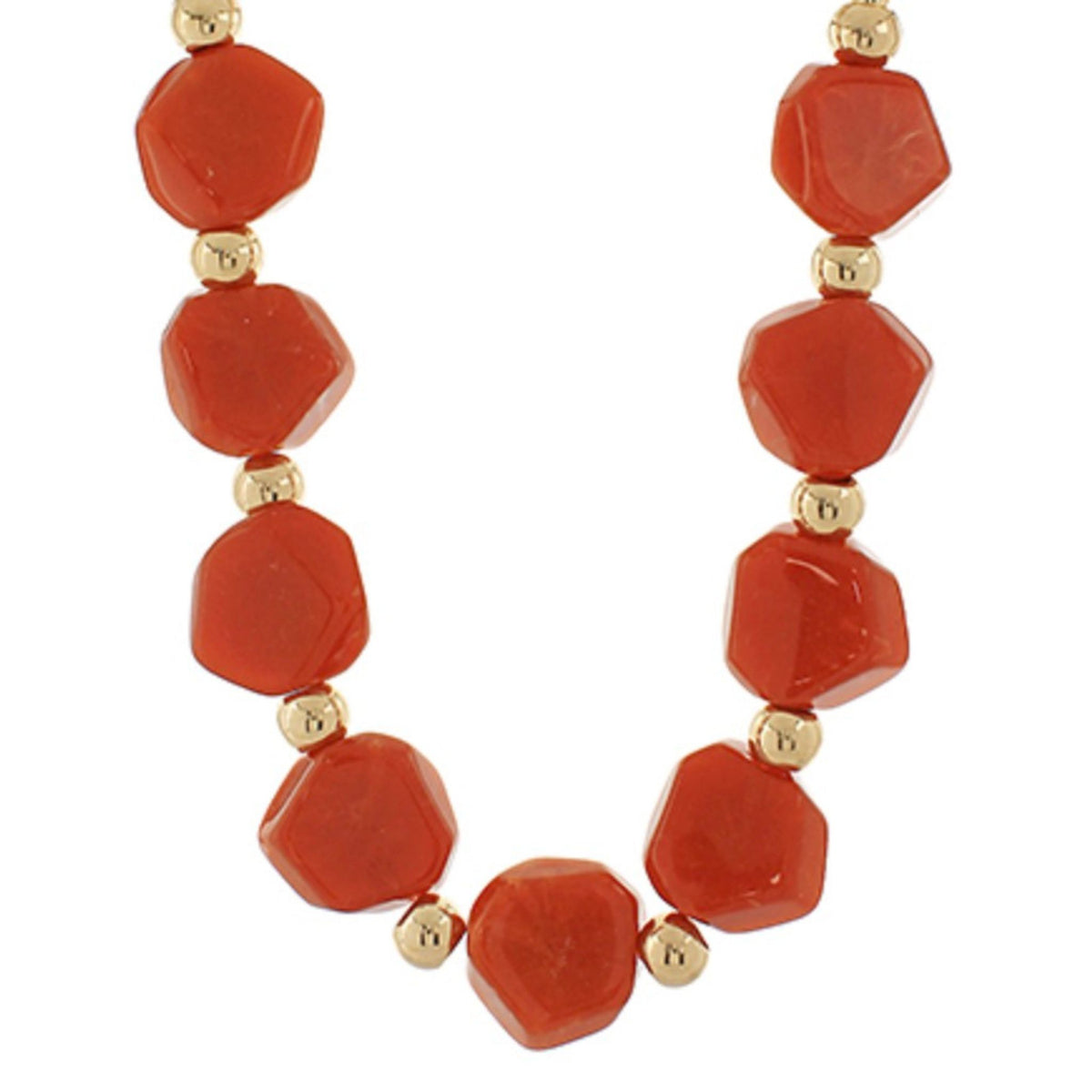 Irregularly Shaped Stone Bead Necklace in rust