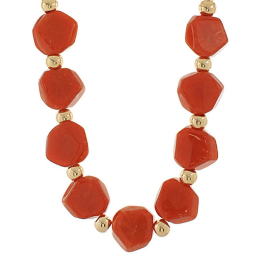 Irregularly Shaped Stone Bead Necklace in rust
