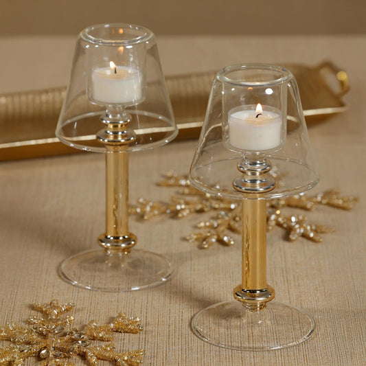 Isola glass tealight lamp, front view