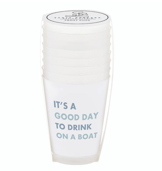 "Drinks on the Boat" Frosted Cups, Set of 8 Santa Barbara Design