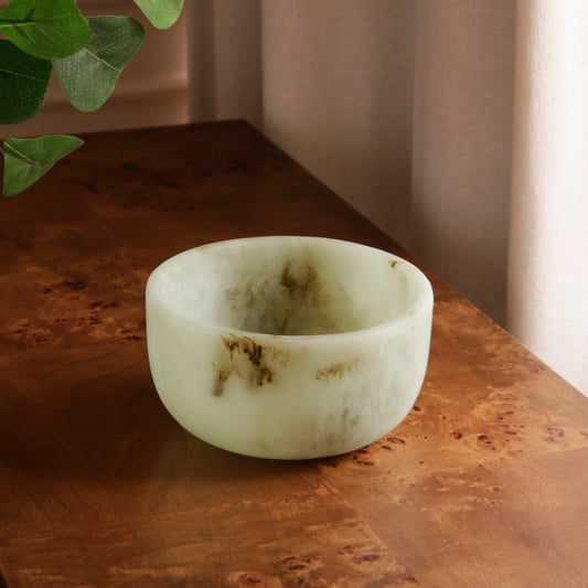 Jade swirl resin small bowl styled with dip or nuts