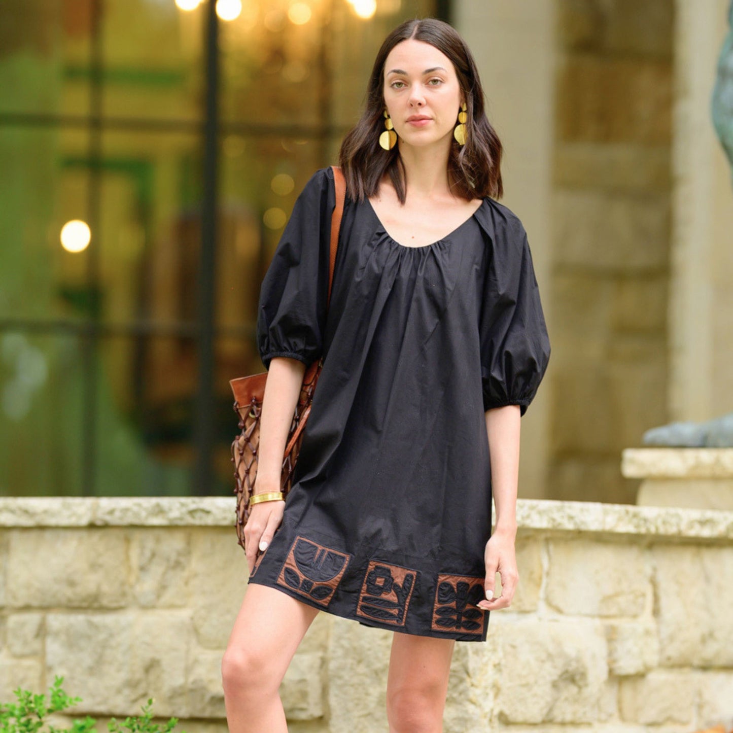 Judy Embroidered Hem Dress in Black, alternate view
