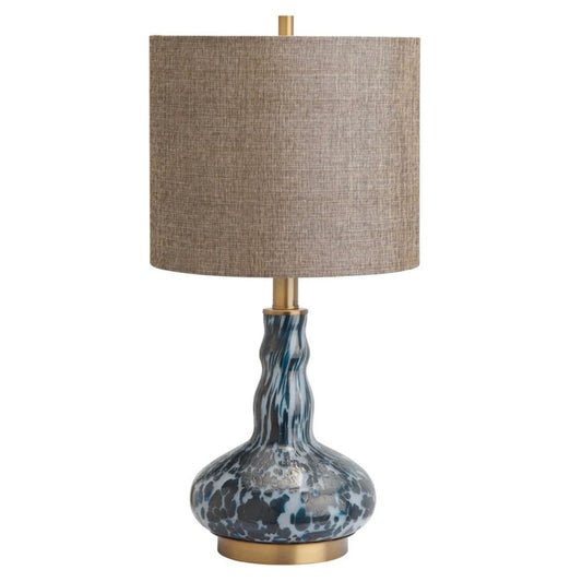 Kylo Table Lamp with hand-blown marbled blue glass base
