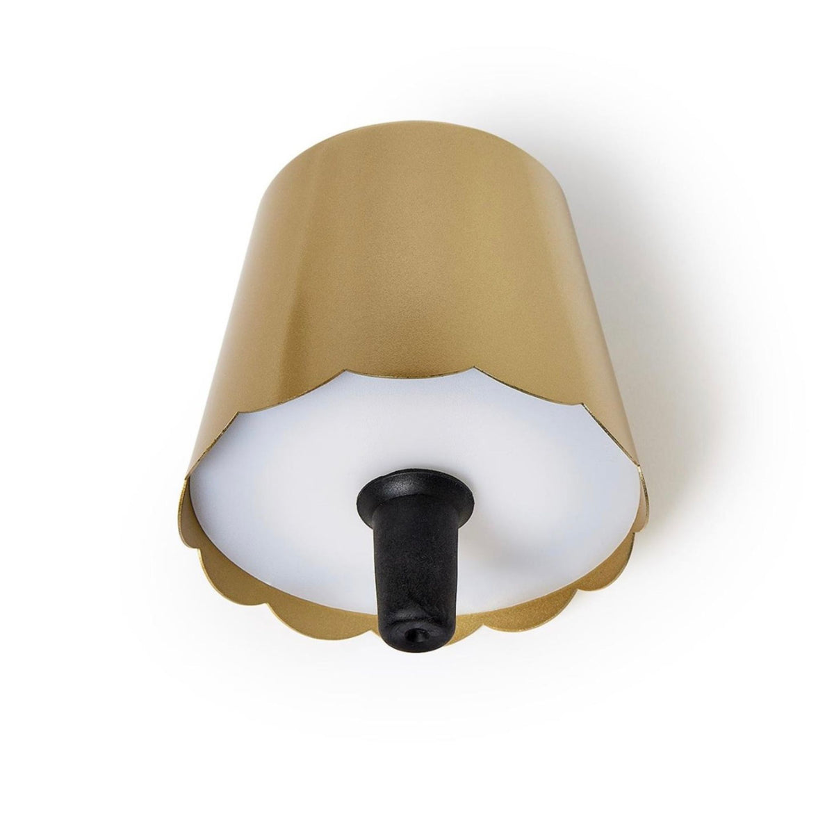 LED scalloped bottle lamp with the stopper base fitted into a bottle